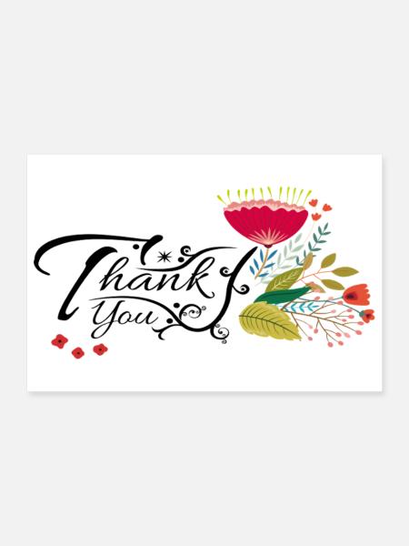 Danke Thank You - Poster 30x20 cm - Weiß - Vorne