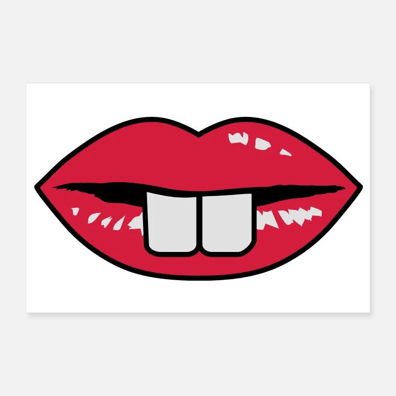 Buck teeth and red lips Poster 12" x 8" (30x20 cm)