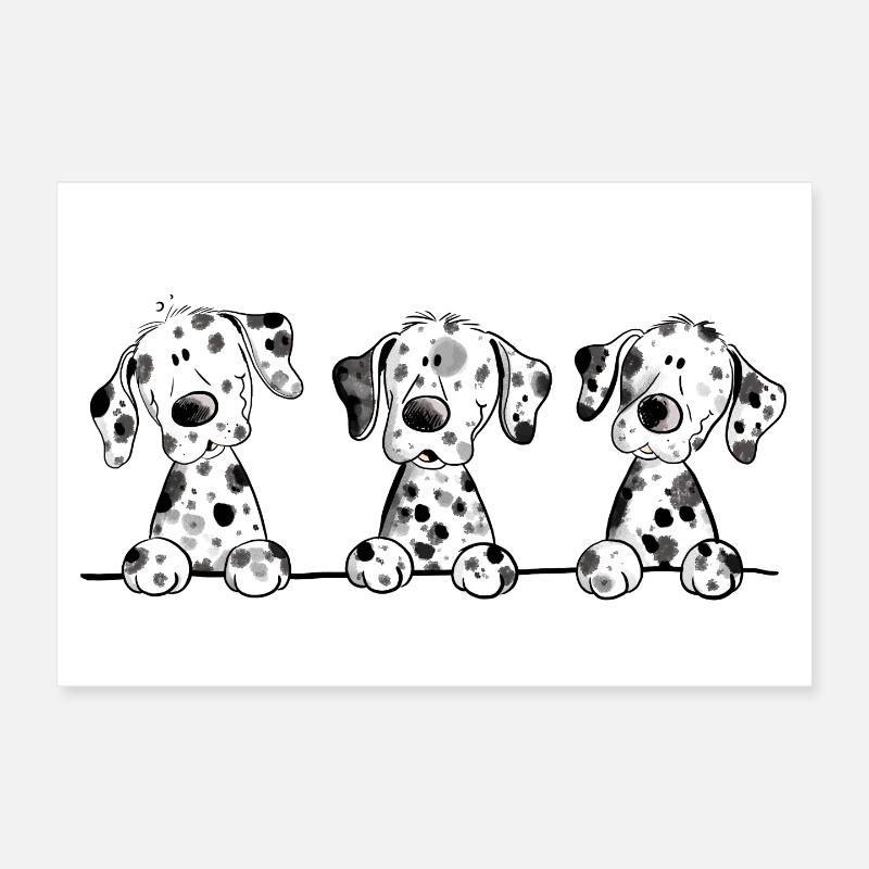 Witzige Dalmatiner Hunde Welpen Comic Geschenk Poster 30x20 cm