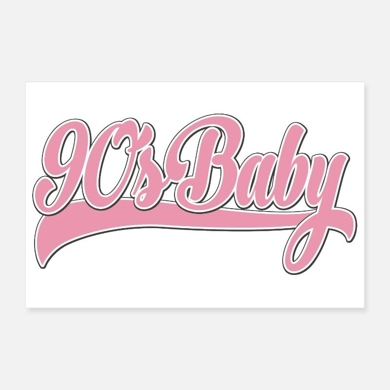 Script rétro rose bébé des années 90 Poster 30 x 20 cm