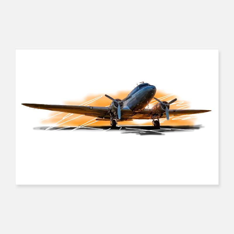 DC-3 - Poster 30x20 cm - Weiß