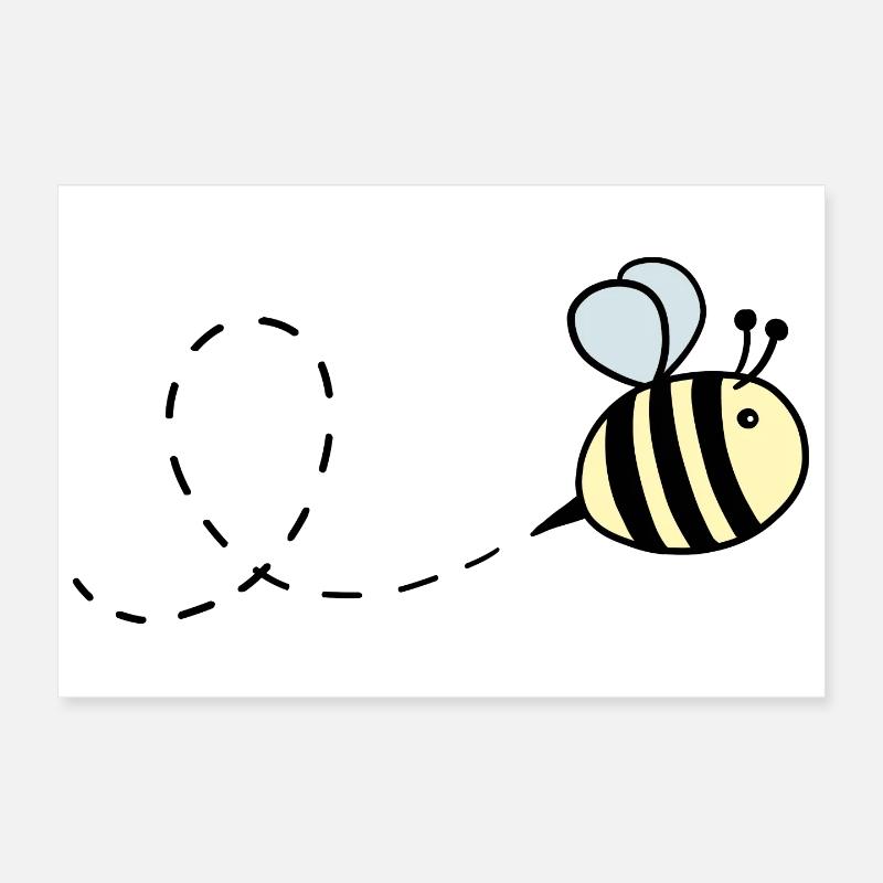 Hummel pastell fliegend - Poster 30x20 cm - Weiß