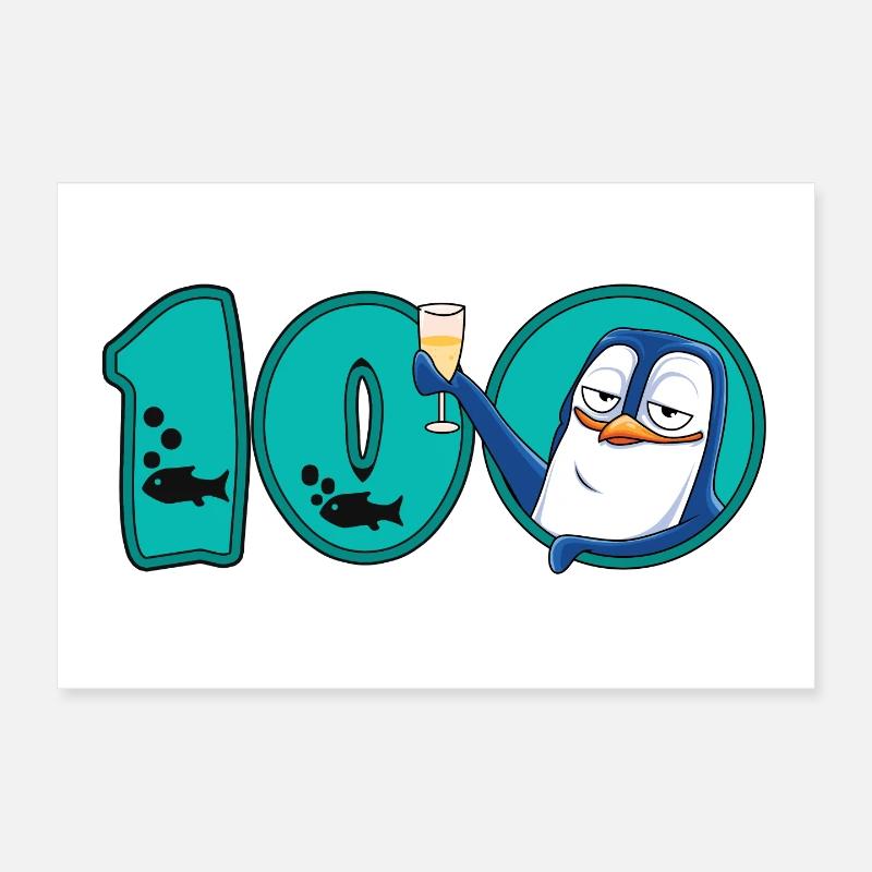 100. Geburtstag Jubiläum Pinguin Poster 30x20 cm
