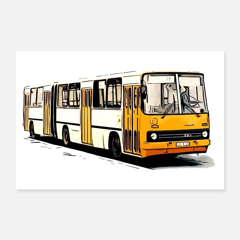 Ikarus Gelenkbus | Schlenki - Poster 30x20 cm - Weiß