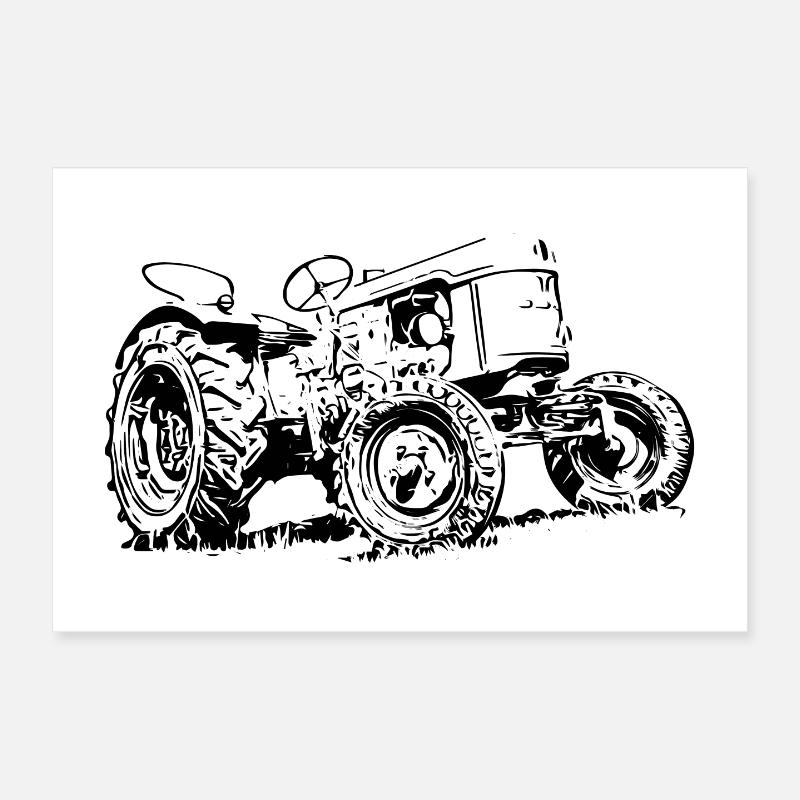 Traktor D25 - Poster 30x20 cm - Weiß