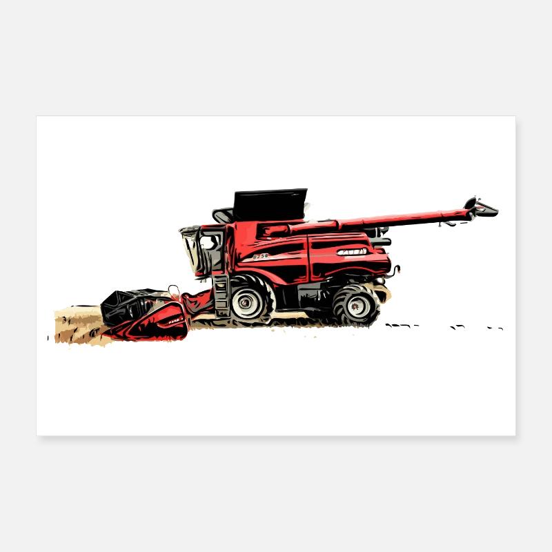 Erntemaschine Case M Traktor - Poster 30x20 cm - Weiß