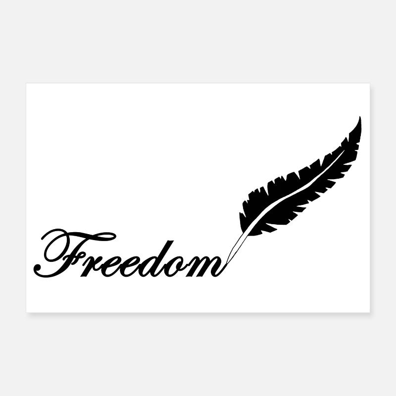 Black feather and freedom Poster 12" x 8" (30x20 cm)