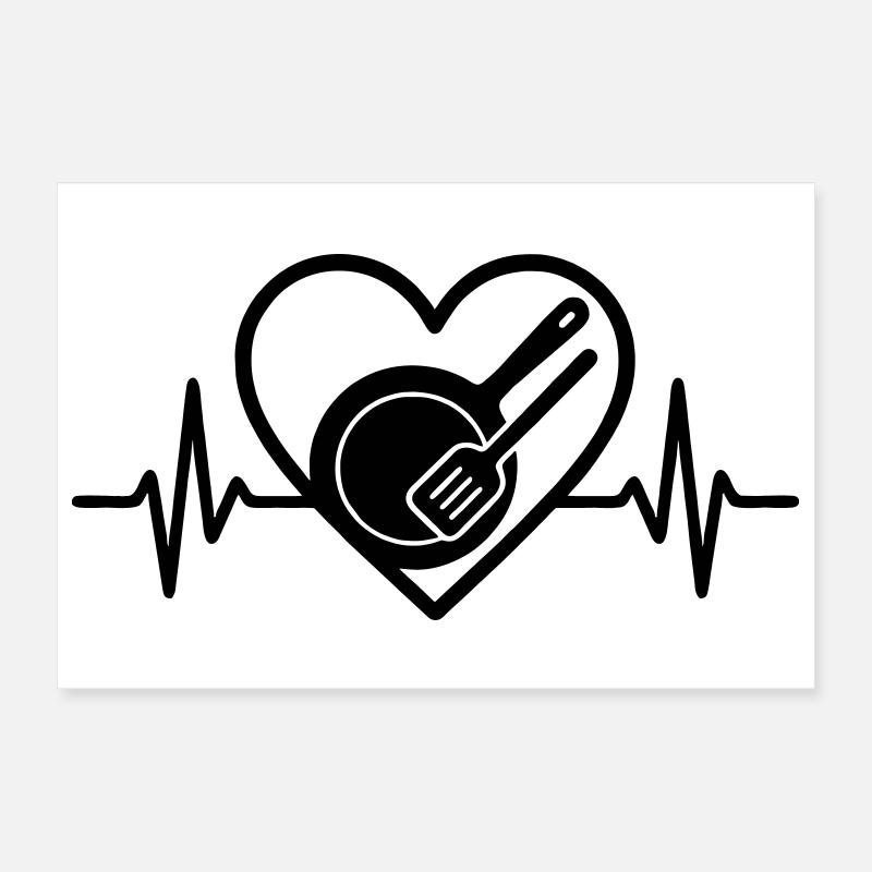 Cooking Pan Kitchen Utensil Heart Poster 12" x 8" (30x20 cm)