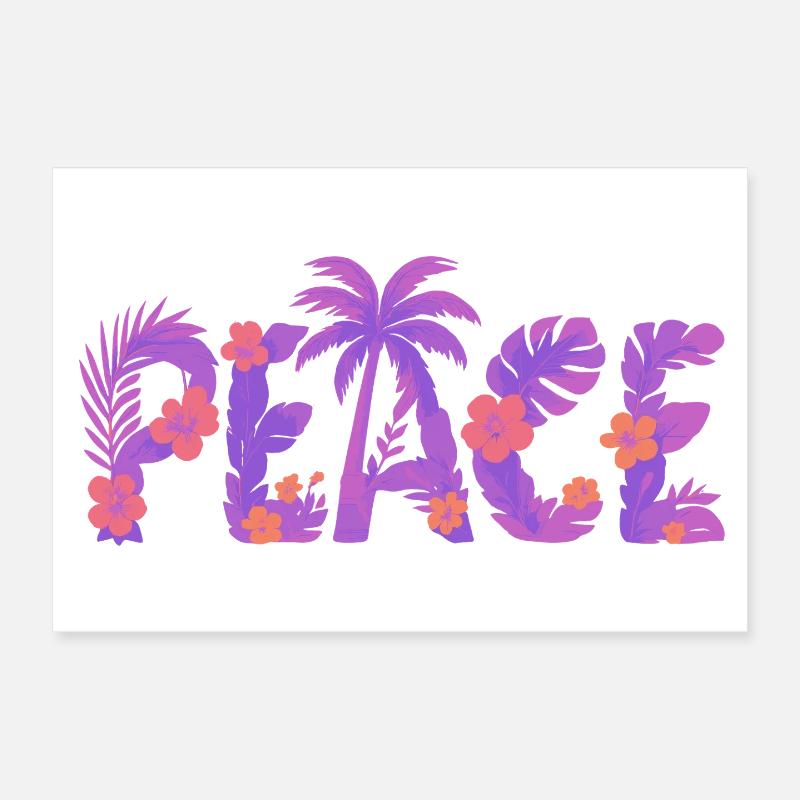Paix tropicale dans un style de fleur violette Poster 30 x 20 cm
