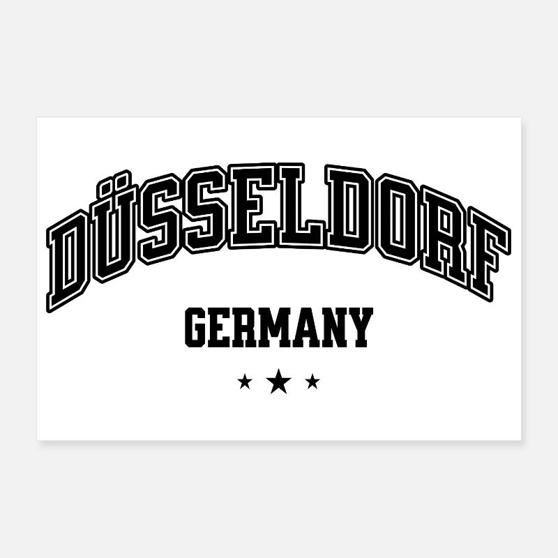 Lettrage rétro de Düsseldorf, Allemagne à l’étrave Poster 30 x 20 cm