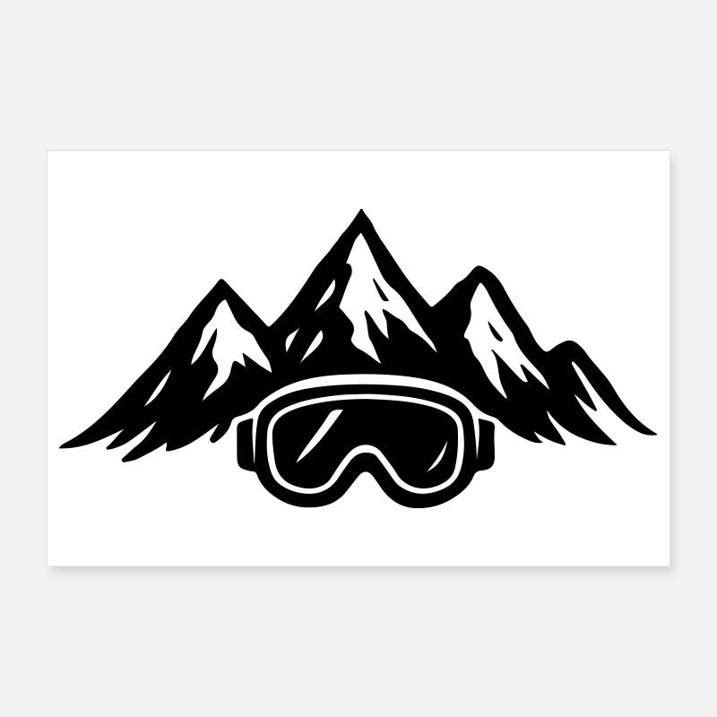 Ski Goggles Ski Mountains Slope Icon Poster 12" x 8" (30x20 cm)