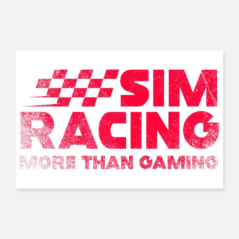 Logo à damier néon de Sim Racing Poster 30 x 20 cm