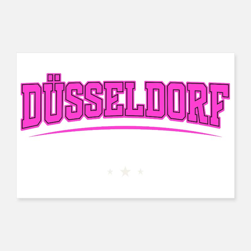 Düsseldorf Germany Typografie Pink - Poster 30x20 cm - Weiß