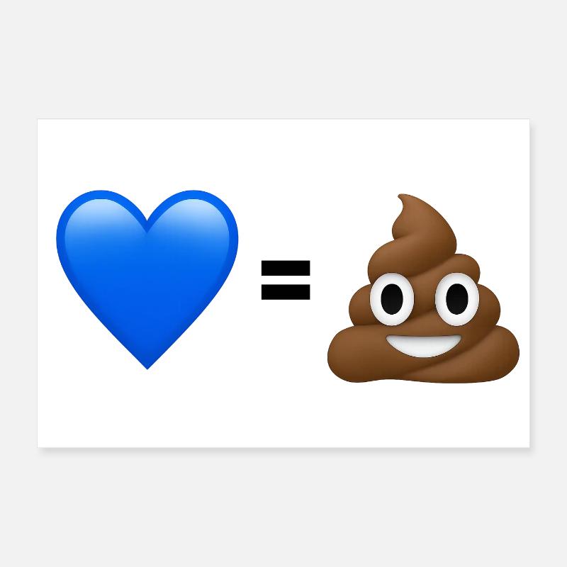 AfD is shit - 💙 = 💩 (Bright Design) Poster 12" x 8" (30x20 cm)