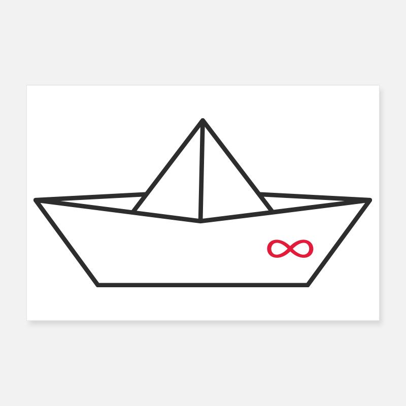 Infinity Sign Origami Boat Poster 12" x 8" (30x20 cm)
