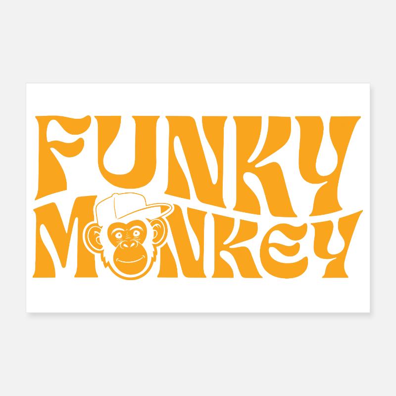 Funky Monkey Retro Typography Poster 12" x 8" (30x20 cm)