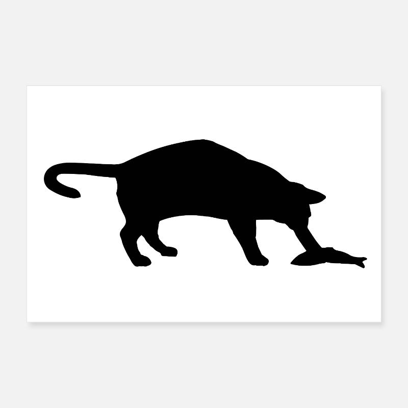 Chat et poisson Poster 30 x 20 cm