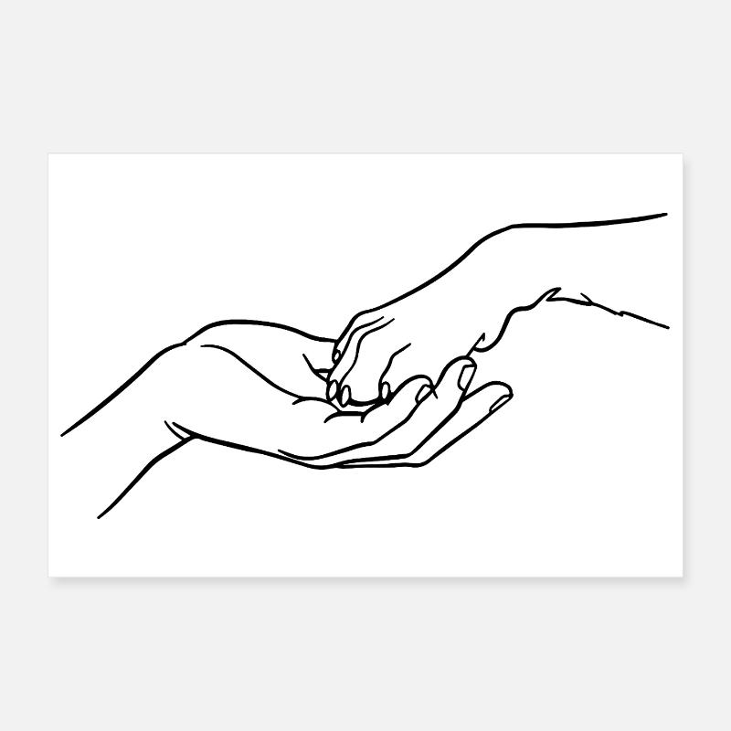 « Éternellement connectés » (patte en main) Poster 30 x 20 cm