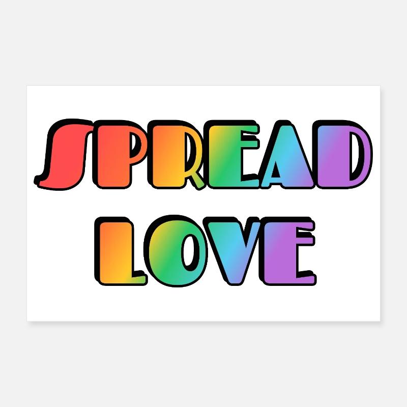 Typographie arc-en-ciel Spread Love Poster 30 x 20 cm