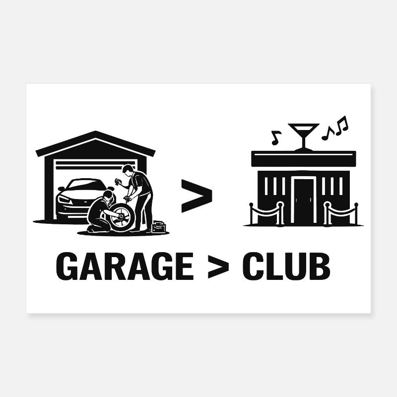 Garage vs Club Workshop Night Poster 12" x 8" (30x20 cm)