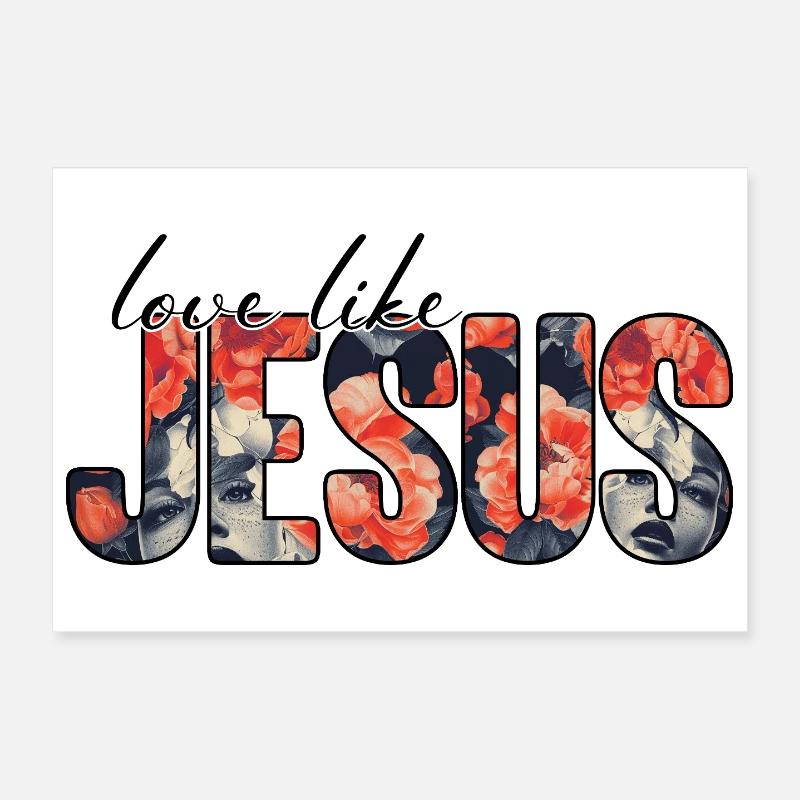 Jésus floral Poster 30 x 20 cm