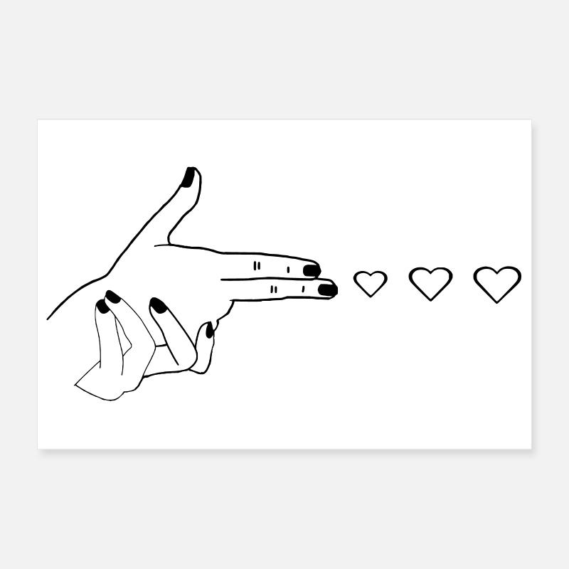 Herz ich Liebe dich Pistole Poster 30x20 cm