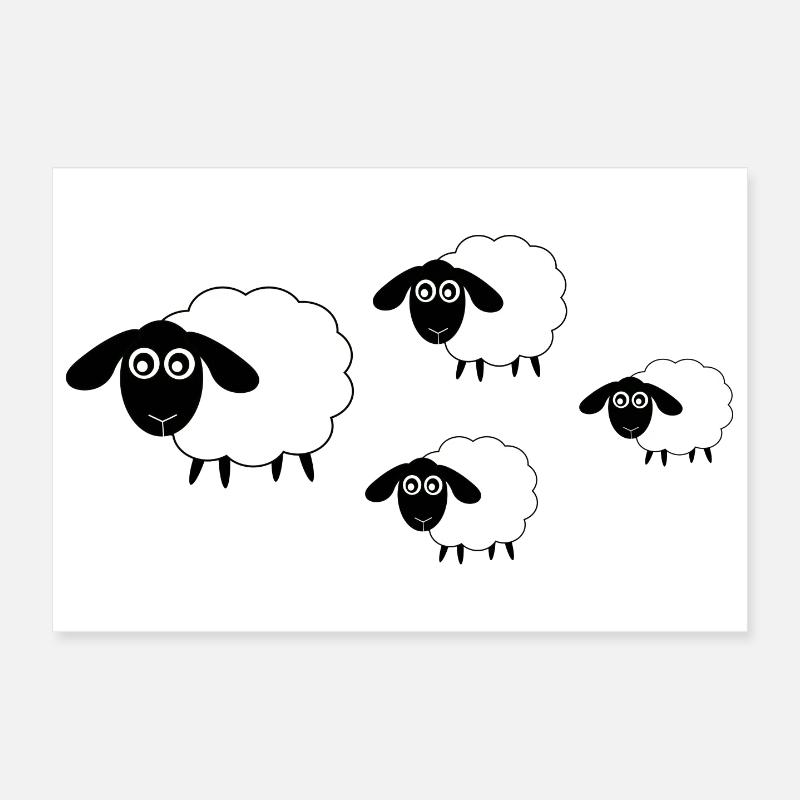 Sheep Sheep Lamb - Poster 12" x 8" (30x20 cm) - white