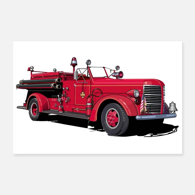 Feuerwehrauto Oldtimer Poster 30x20 cm