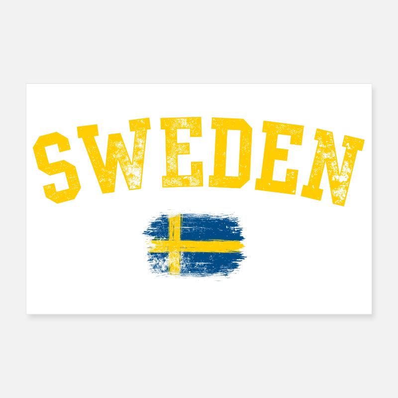 Sweden Bold Brush Flag Tee Poster 12" x 8" (30x20 cm)