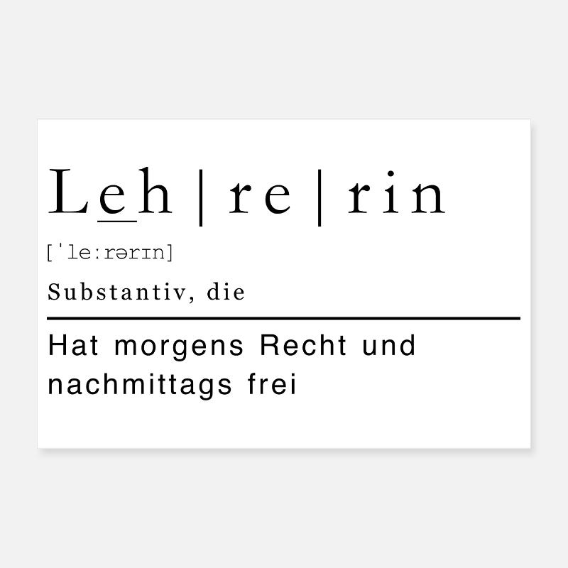Lehrerin Duden spruch Lustig Schwarz 2 Poster 30x20 cm