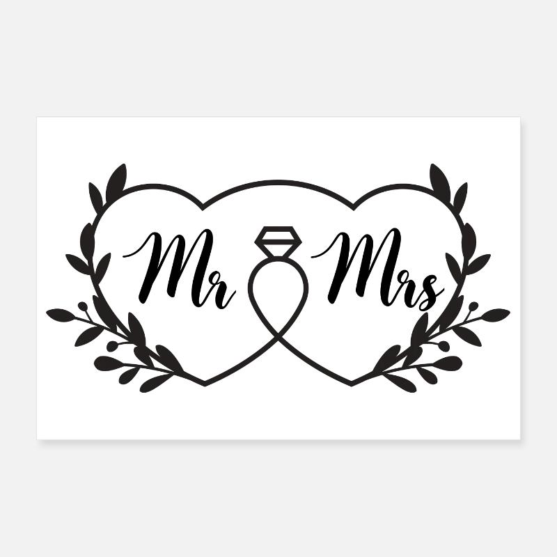 Mr Mrs - Poster 12" x 8" (30x20 cm) - white