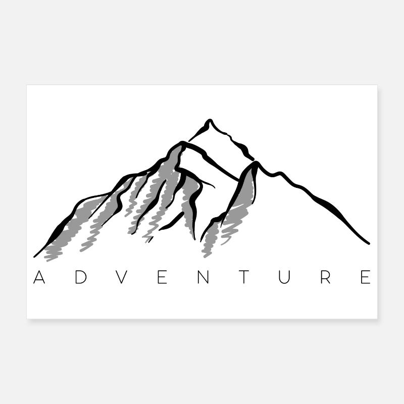 Graue Bergsilhouette Poster 30x20 cm