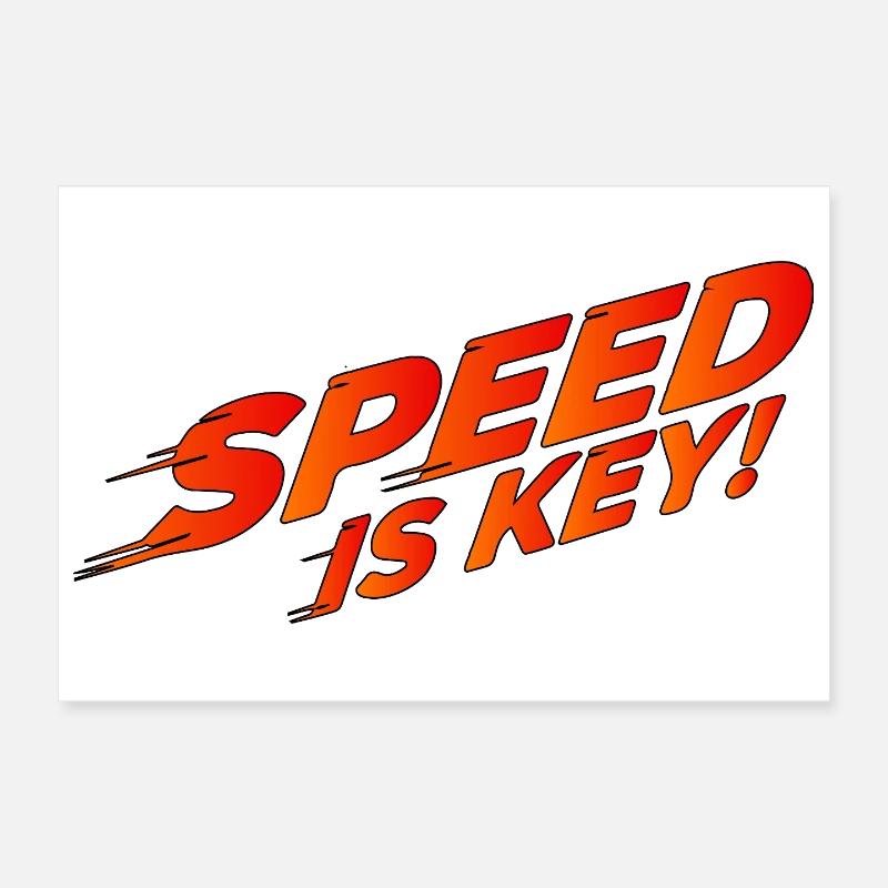 Speed Is Key Retro Racing Tee Poster 12" x 8" (30x20 cm)