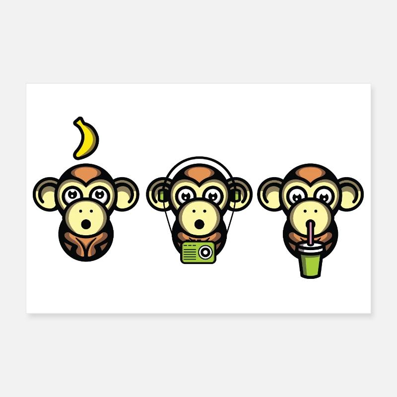 Wiser Monkeys Poster 12" x 8" (30x20 cm)