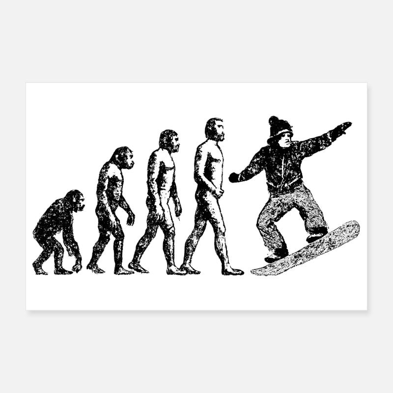 Evolution to snowboarder grunge design Poster 12" x 8" (30x20 cm)