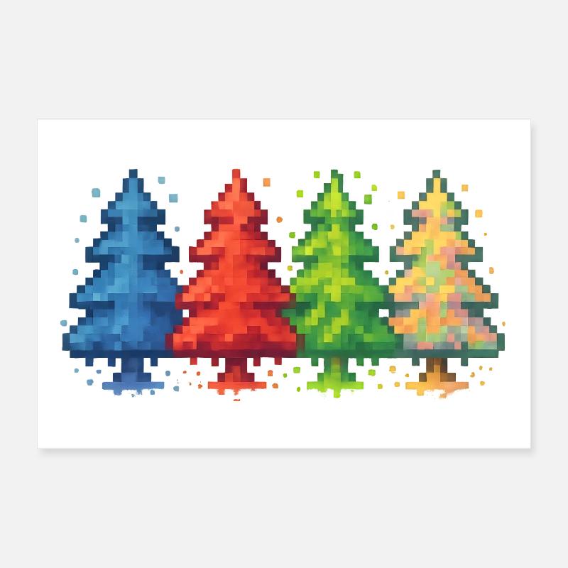 Pixelwald Weihnachtsbaum gaming Poster 30x20 cm