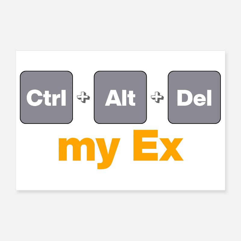 Ctrl Alt Del my Ex for Gamers and Nerds, Split Poster 12" x 8" (30x20 cm)