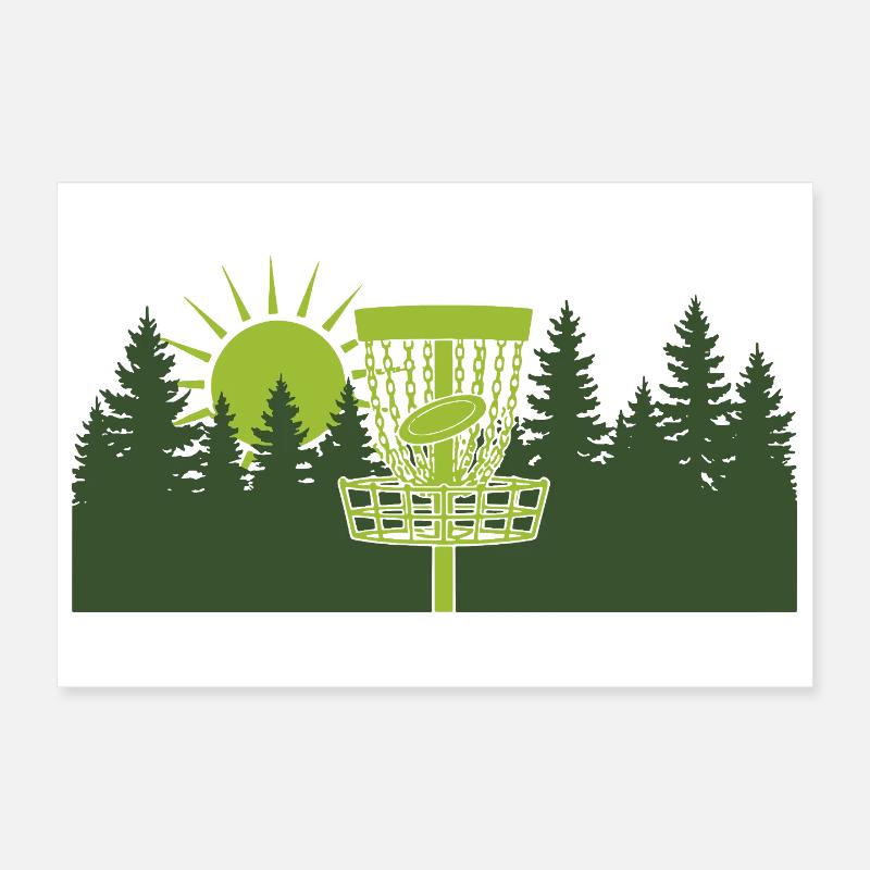 Disc Golf Lever de soleil dans la scène forestière Poster 30 x 20 cm