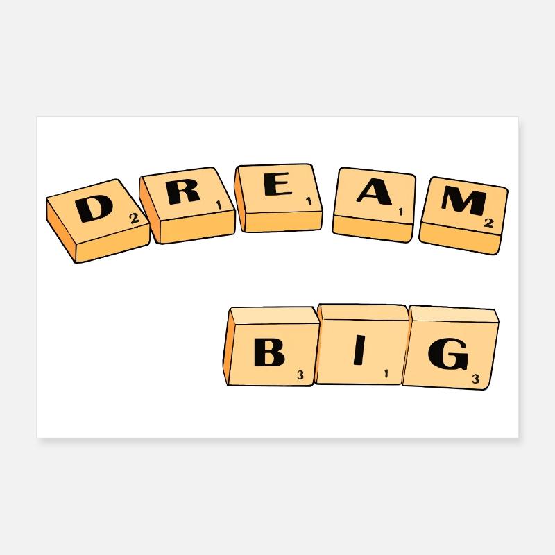 Typographie du Dream Big Block Poster 30 x 20 cm