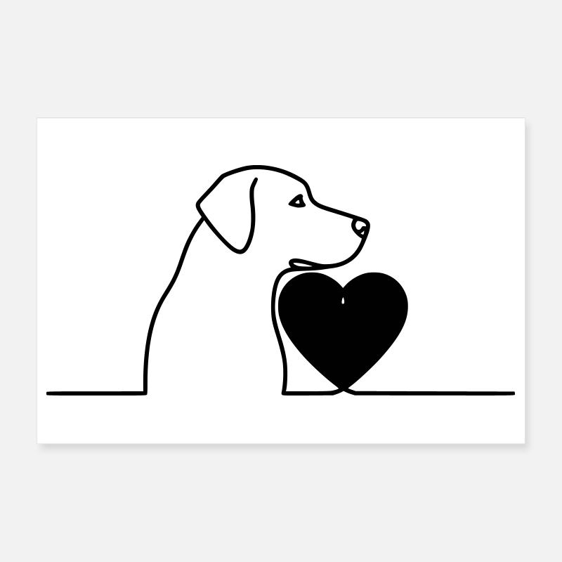 Hund Herz Labrador Minimalistisch Poster 30x20 cm