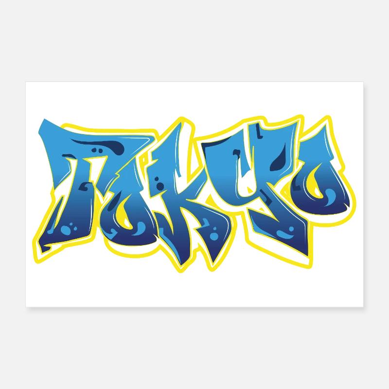 Cool Graffiti Tokyo Blue Poster 12" x 8" (30x20 cm)
