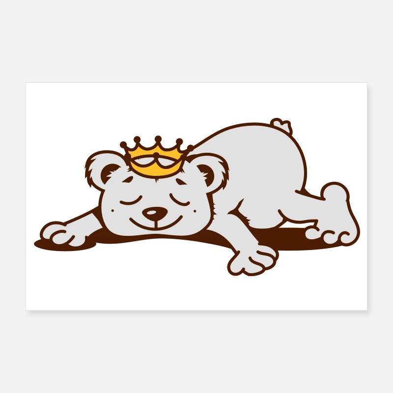 Bär mit Krone schläft Poster 30x20 cm