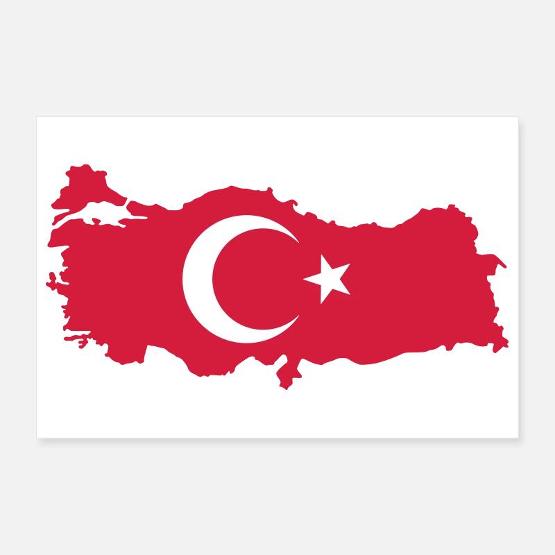 Carte de la Turquie Drapeau Poster 30 x 20 cm