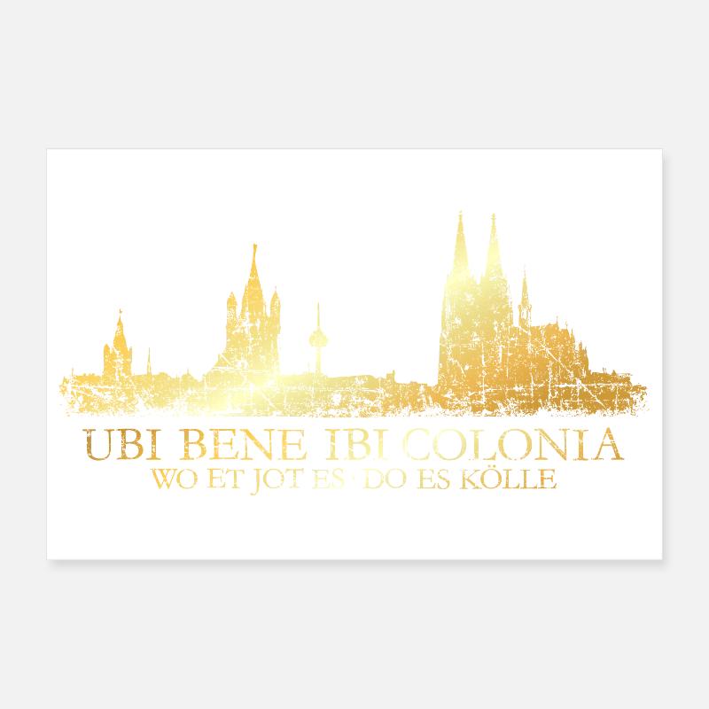 Kölner Skyline mit römischem Köln Spruch Ubi Bene Poster 30x20 cm