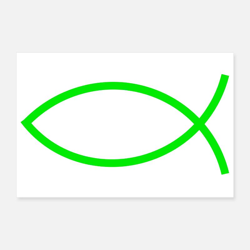 Jesus fish green Ichthys fish fish fish Poster 12" x 8" (30x20 cm)