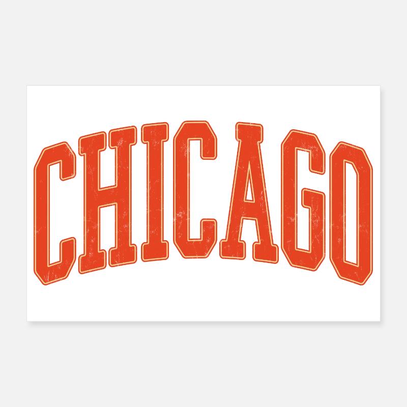 Texte de l’arc de Chicago en 3D orange Poster 30 x 20 cm