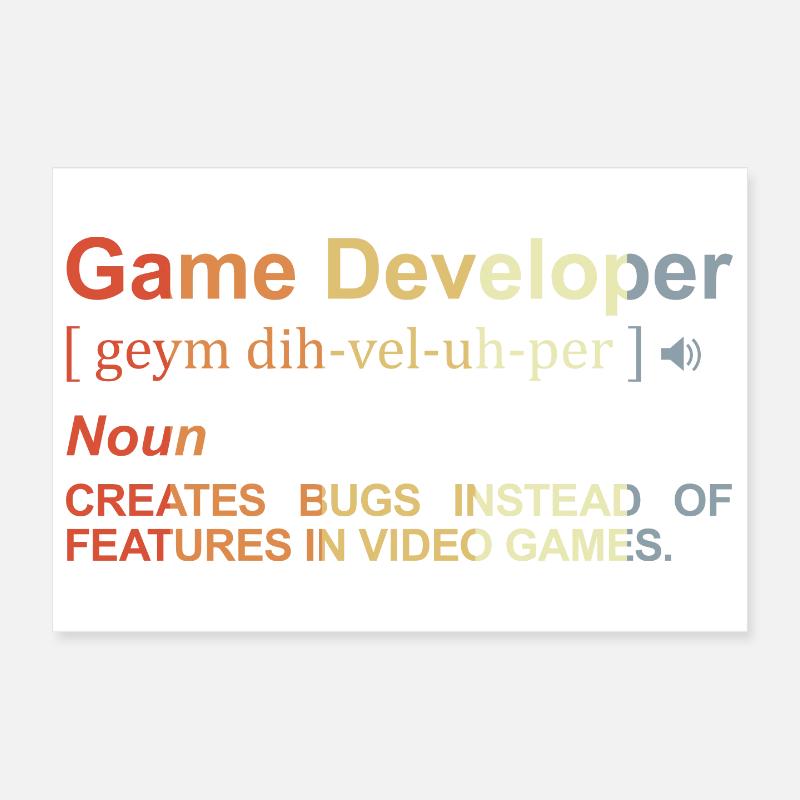 Game Developer Definition - Poster 12" x 8" (30x20 cm) - white