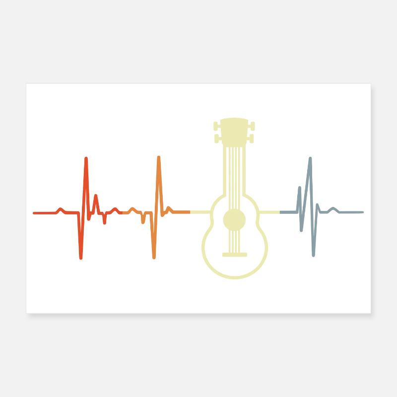 Ukulélé Heartbeat Retro Poster 30 x 20 cm