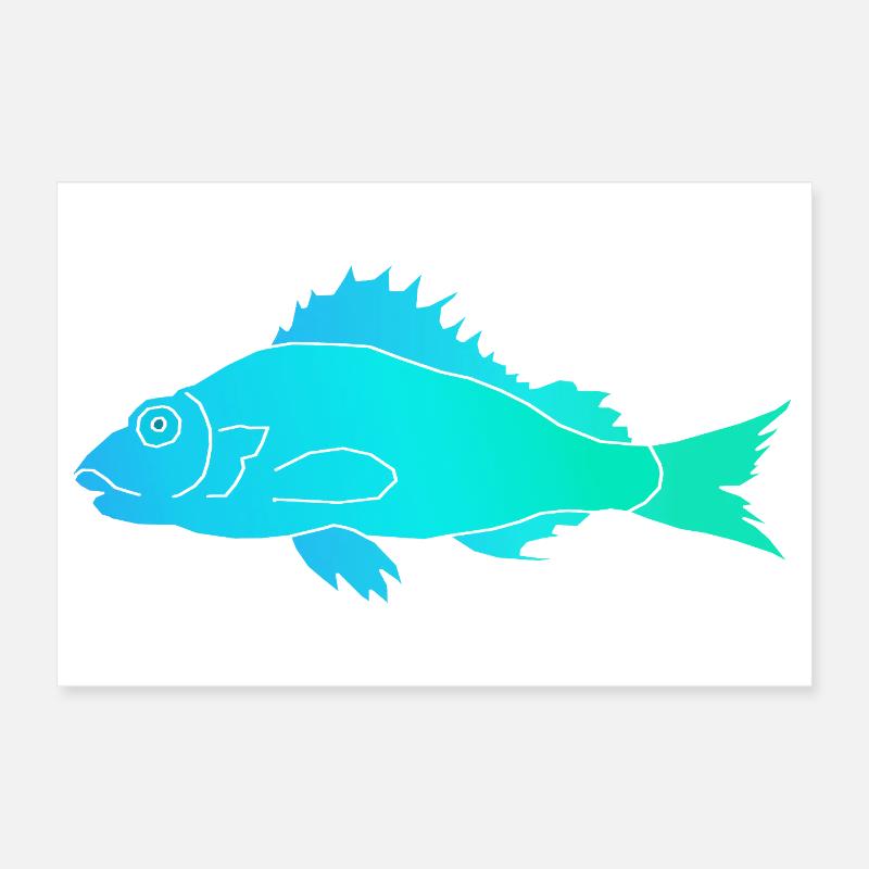 Fisch mit Zackenflosse - Poster 30x20 cm - Weiß
