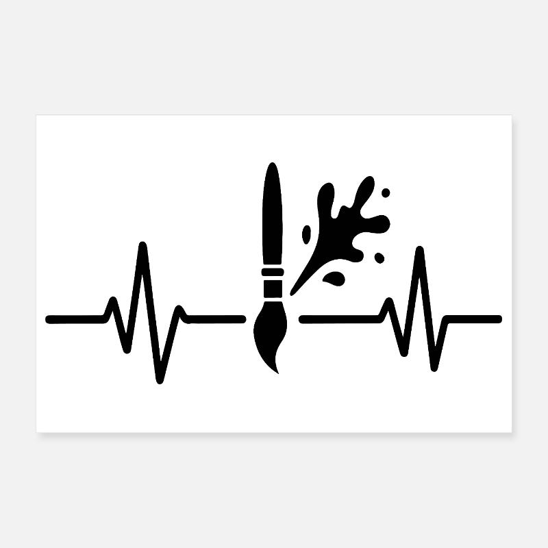 Paint Roller Heartbeat Line DIY Painter Design Poster 12" x 8" (30x20 cm)